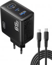 INIU 65 W USB C Charger, 3-in-1 2x USB - C  1X USB - A/ 65W buitinis įkroviklis 