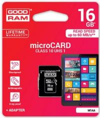 Atminties kortelė GOODRAM 16GB microSDHC 10 class  su adapteriu 