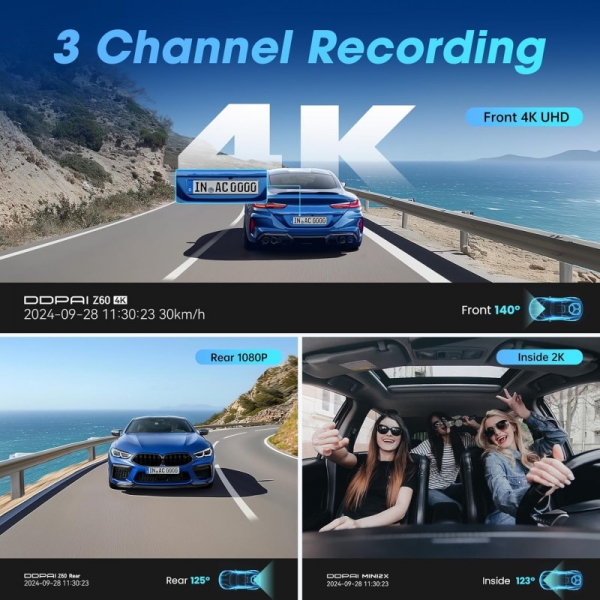 DDPAI Z60T4K Three channel Set vaizdo registratorius