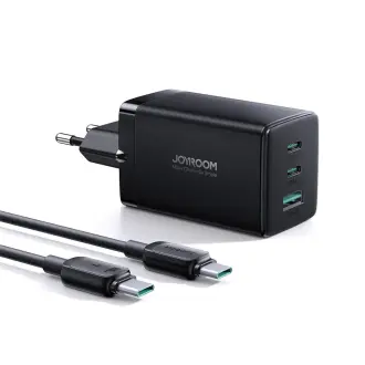 Joyroom kroviklis GaN 65W 3 jungtys (1x USB, 2x USB C) + kabelis Type C 