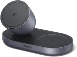 UGREEN Zapix 15W Qi2 „MagSafe“ 2-in-1 magnetinė belaidė įkrovimo stotelė telefonui ir ausinėms 