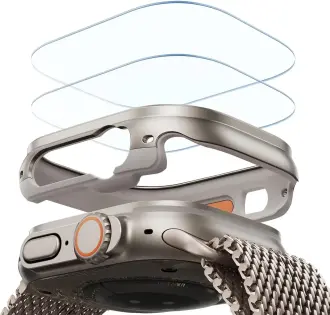 Apple Watch Ultra 3/2/1 dėklas su ekrano apsauga, 49 mm (2025/2024/2023/2022), su 2 Armorite stiklų komplektu 