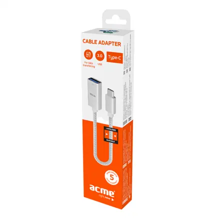 Acme AD01S USB type C to USB type A female adapter (OTG compatible), 9 cm 