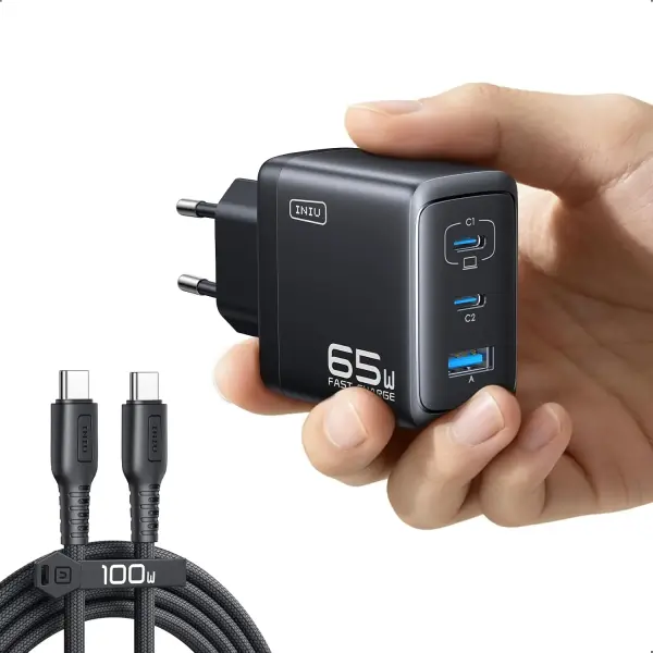 INIU 65 W USB C Charger, 3-in-1 2x USB - C  1X USB - A/ 65W buitinis įkroviklis 