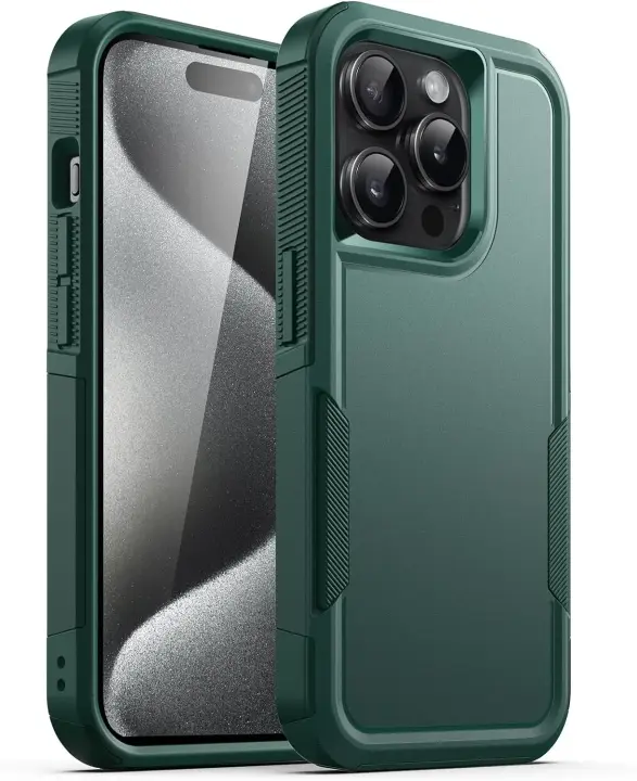JETech Heavy Duty dvidugas dėklas Apple iPhone 15 Pro Žalias