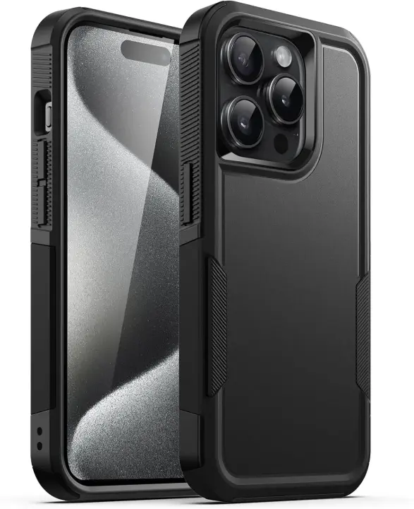 JETech Heavy Duty dvidugas dėklas Apple iPhone 15 Pro Juodas