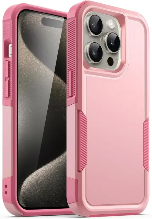 JETech Heavy Duty dvidugas dėklas Apple iPhone 15 Pro Rožinis