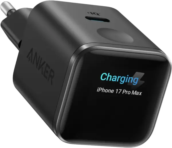 Anker išmanusis įkroviklis, Anker Nano 45W USB C įkroviklis su ekranu ir išmaniuoju aptikimu, integruotu energijos taupymo režimu, kompaktišku GaN Black