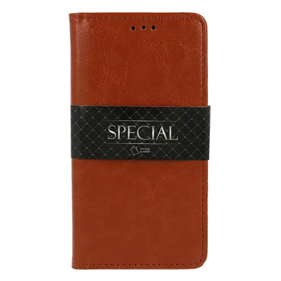 Atverčiamas odinis dėklas Book Special Samsung Galaxy M51 Rudas