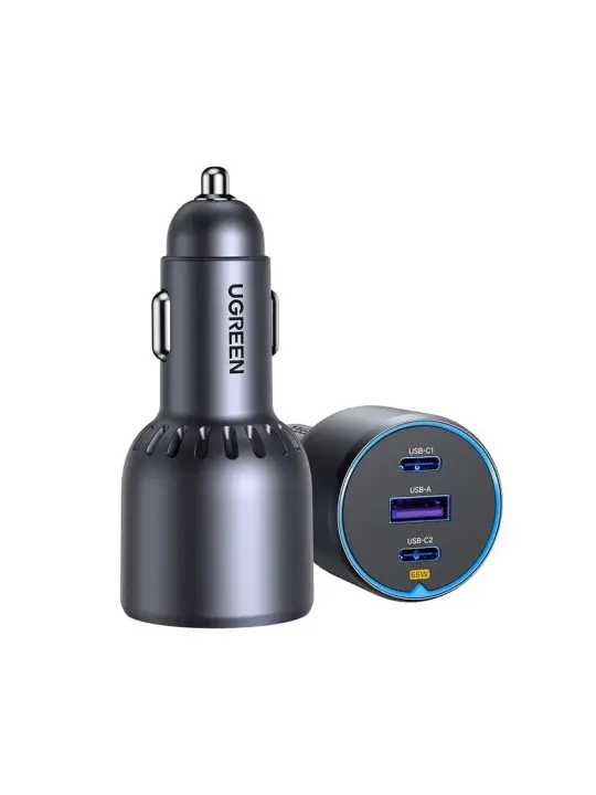 UGREEN 75W 12-24V USB-A + 2xUSB-C QC3.0 PD3.0  automobilinis įkroviklis 