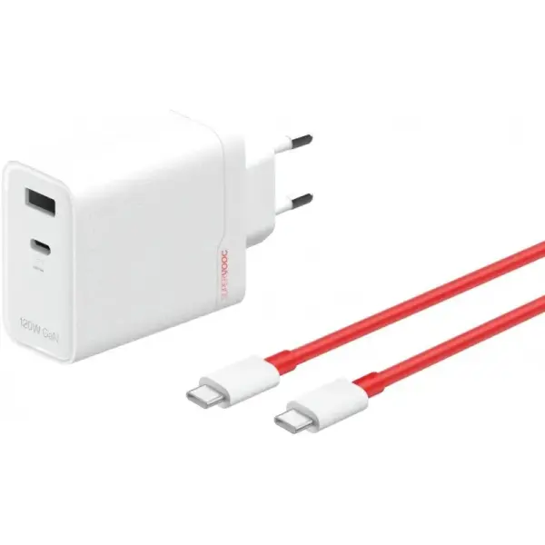 Įkroviklis OnePlus SuperVOOC 120W USB-C / USB-A + USB-C to USB-C cable baltas 
