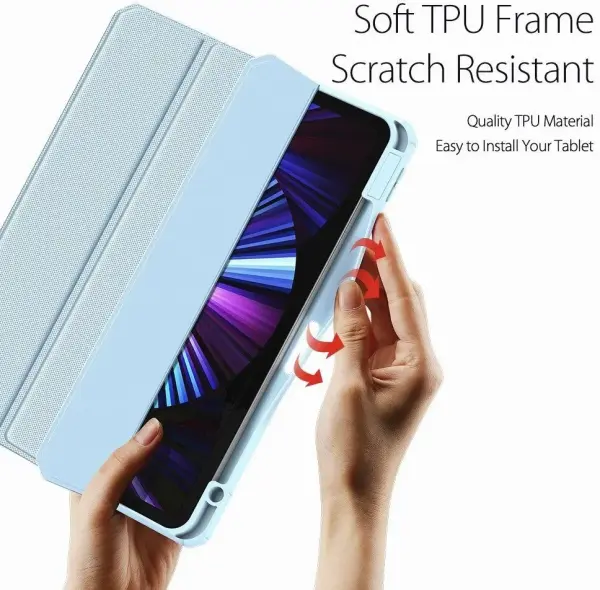 Atverčiamas dėklas DUX Toby Samsung TAB A9 Plus/Tab A11 Plus Mėlyna