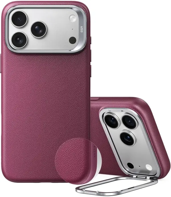 Dėklas ESR odinis Atelier  MagSafe Apple iPhone 17 Pro Max/18 Pro Max Burgundy red
