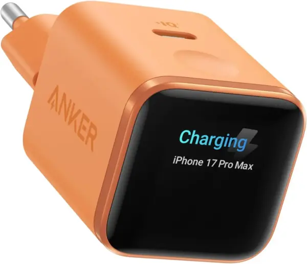Anker išmanusis įkroviklis, Anker Nano 45W USB C įkroviklis su ekranu ir išmaniuoju aptikimu, integruotu energijos taupymo režimu, kompaktišku GaN Orange