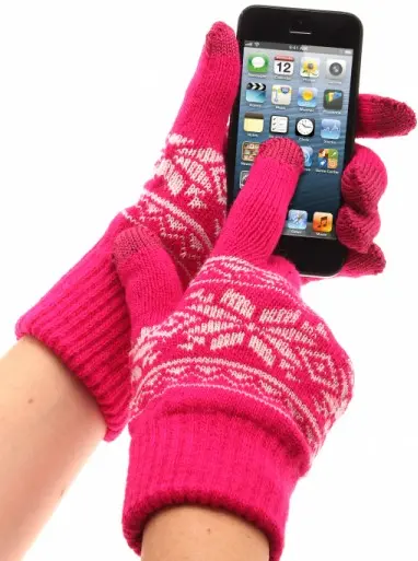 Touch screen pirštinės Kitsound FAIRISLE Pink 