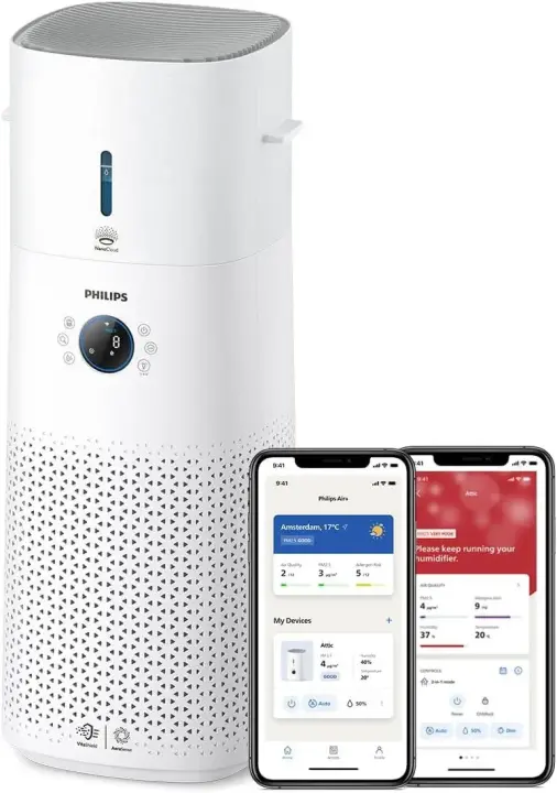 Philips 3000 AC3737/10 kombinuotas oro valymo ir drėkinimo įrenginys, 131 m2, NanoProtect HEPA 
