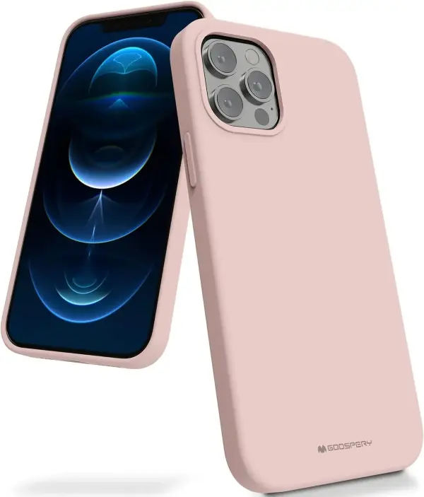 Silikoninis dėklas Mercury Apple iPhone 12/12 Pro Rožinis