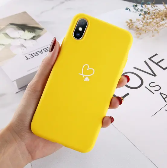 Silikoninis dėklas Heart Apple iPhone 11 Pro Geltonas