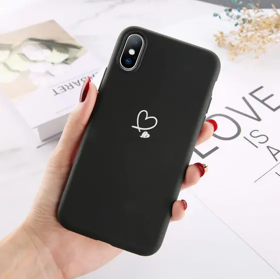 Silikoninis dėklas Heart Apple iPhone 11 Pro Juodas