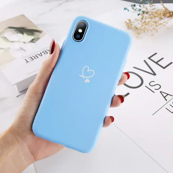 Silikoninis dėklas Heart Apple iPhone 11 Pro Mėlynas