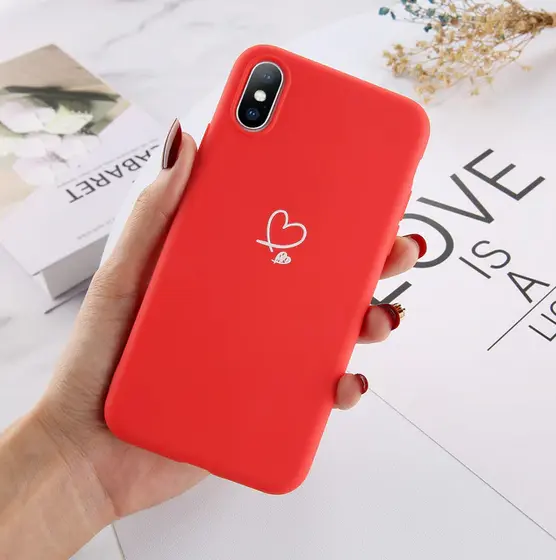 Silikoninis dėklas Heart Apple iPhone 11 Raudonas