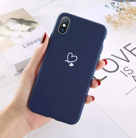 Silikoninis dėklas Heart Apple iPhone 11 Pro Tamsiai mėlynas