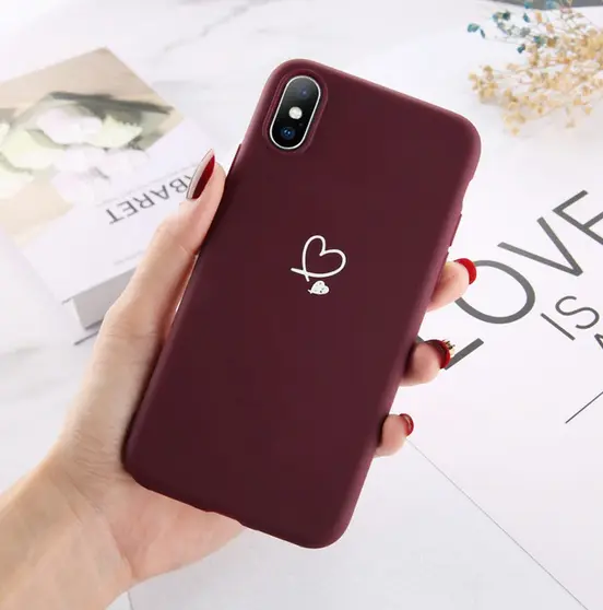 Silikoninis dėklas Heart Apple iPhone 11 Pro Tamsiai raudonas