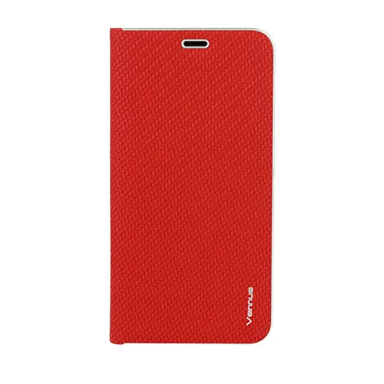 Atverčiamas dėklas Vennus Carbon Huawei P20 Lite Raudonas