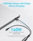 Anker USB C 2-in-1 Type C  140W Max kabelis nuotrauka 2