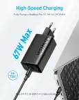 Anker 335 USB-C sieninis įkroviklis 67 W, 3 lizdai su kabeliu 1,5 m nuotrauka 2