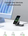 UGREEN Zapix 15W Qi2 „MagSafe“ 2-in-1 magnetinė belaidė įkrovimo stotelė telefonui ir ausinėms nuotrauka 3