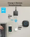ANKER PowerPort Atom III slim (Four Ports) USB-C 3x USB-A kroviklis, 65W nuotrauka 3