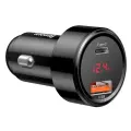 Baseus Series su LED ekranu ir 2 USB Quick Charge 45W automobilinis ikroviklis nuotrauka 3