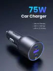 UGREEN 75W 12-24V USB-A + 2xUSB-C QC3.0 PD3.0  automobilinis įkroviklis nuotrauka 3