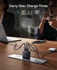 INIU 65 W USB C Charger, 3-in-1 2x USB - C  1X USB - A/ 65W buitinis įkroviklis nuotrauka 3
