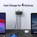 Ugreen GaN fast charger 3x USB Type C / USB Power Delivery 3.0 QuickCharge 4+  100W  buitinis įkroviklis nuotrauka 4