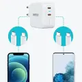Choetech Fast Charger 2x USB Type C Power Delivery 40W 3A įkroviklis nuotrauka 5