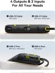 Baseus QPow3 Powerbank 45W 20000mAh su 2 integruotais USB-C kabeliais nuotrauka 6
